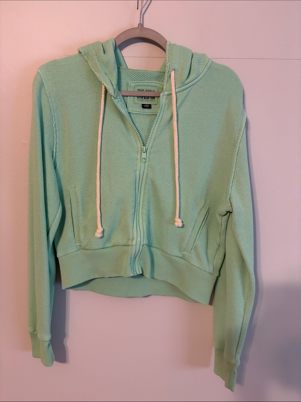 American Eagle Outfitters Light Green/mint full Zip-Up Hoodie. Large